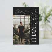 Moderner Typ Abschluss Vielen Dank Foto Black Dankeskarte (Stehend Vorderseite)