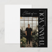 Moderner Typ Abschluss Vielen Dank Foto Black Dankeskarte (Vorne/Hinten)