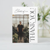 Moderner Typ Abschluss Vielen Dank Foto Black Dankeskarte (Stehend Vorderseite)