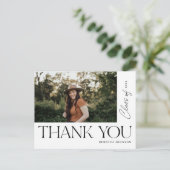 Moderner Typ Abschluss Vielen Dank Foto Black Postkarte (Stehend Vorderseite)