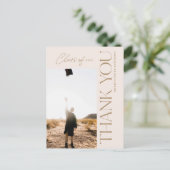 Moderner Typ Abschluss Vielen Dank Foto Gold Blush Postkarte (Stehend Vorderseite)
