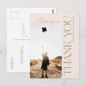Moderner Typ Abschluss Vielen Dank Foto Gold Blush Postkarte (Vorne/Hinten)