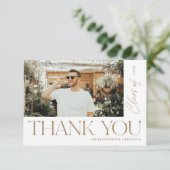 Moderner Typ Abschluss Vielen Dank Foto Gold Dankeskarte (Stehend Vorderseite)