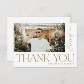 Moderner Typ Abschluss Vielen Dank Foto Gold Dankeskarte (Vorne/Hinten)