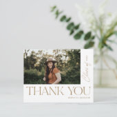 Moderner Typ Abschluss Vielen Dank Foto Gold Postkarte (Stehend Vorderseite)