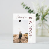 Moderner Typ Abschluss Vielen Dank Foto Maroon Postkarte (Stehend Vorderseite)