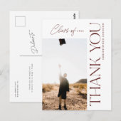 Moderner Typ Abschluss Vielen Dank Foto Maroon Postkarte (Vorne/Hinten)