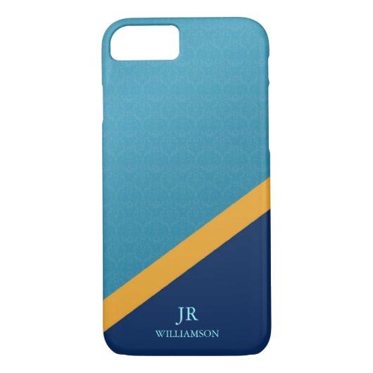 Moderner Typ Damask Blue Case-Mate iPhone Hülle (Rückseite)