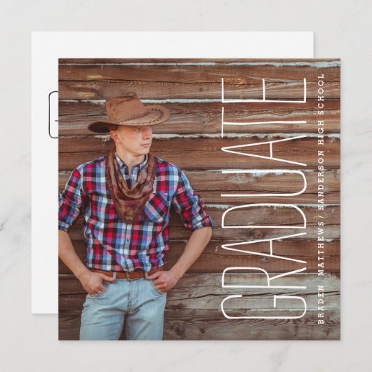 Moderner Typ | Einladung zur Foto Graduation Party (Vorne/Hinten)