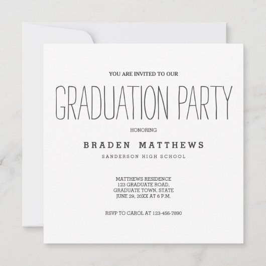 Moderner Typ | Einladung zur Foto Graduation Party (Rückseite)