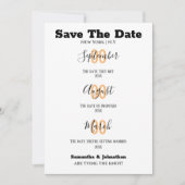 Moderner Typ gestapelt unsere Story Timeline Foto  Save The Date (Vorderseite)