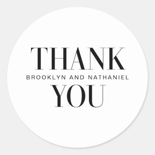Moderner Typ kühne Hochzeit Danke Runder Aufkleber (Vorderseite)
