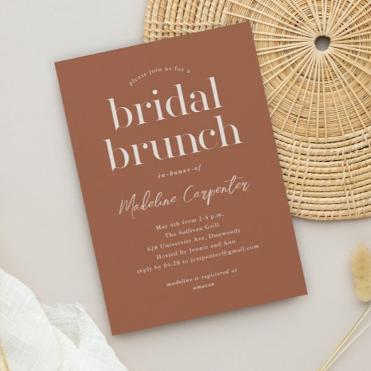 Moderner Typ Terracotta Boho Bridal Brunch Einladung