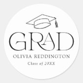 Moderner Typografie Grad Cap Abschluss Runder Aufkleber (Vorderseite)