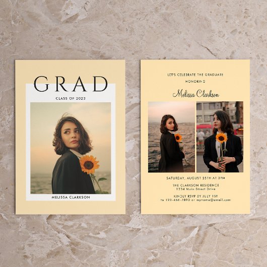 Moderner Typografie Script Cream Foto Abschluss Einladung