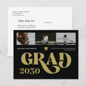 Moderner typografischer Foto Collage Abschluss Ankündigungspostkarte (Vorne/Hinten)