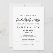 Moderner typografischer Junggeselinnen-Abschied Einladung (Vorderseite)