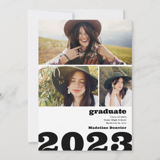 Moderner, übergroßer Grad 4 Foto 2023 Abschluss Einladung (Rückseite)