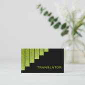 Moderner Übersetzer mit grünen, schwarzen Streifen Visitenkarte (Stehend Vorderseite)