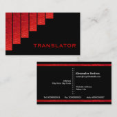 Moderner Übersetzer mit roten, schwarzen Streifen Visitenkarte (Vorne/Hinten)