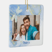 Moderner und dennoch eleganter Blue Gold Swirl Dra Keramikornament (Rechts)