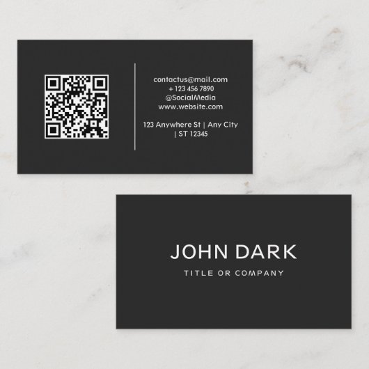 Moderner und einfacher schwarzer QR-Code Visitenkarte (Vorne/Hinten)