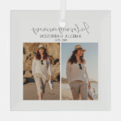 Moderner und einfacher Weihnachtsbaum für Fotos Ornament Aus Glas (Rückseite)