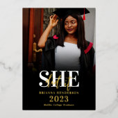 Moderner und eleganter Foto Abschluss Folieneinladung (Vorderseite)