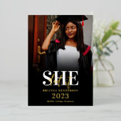 Moderner und eleganter Foto Abschluss Folieneinladung (Stehend vorne)