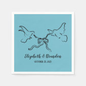 Moderner und eleganter Vogel mit Ribbon Wedkin Serviette (Vorderseite)