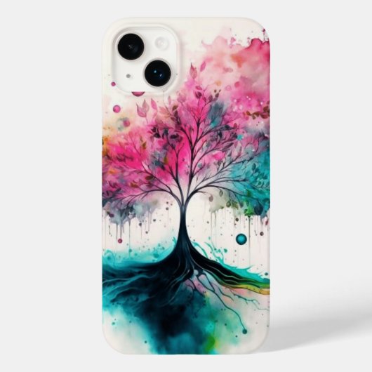 Moderner und kühne mystischer Baum (blau, rosa, or Case-Mate iPhone Hülle (Rückseite)