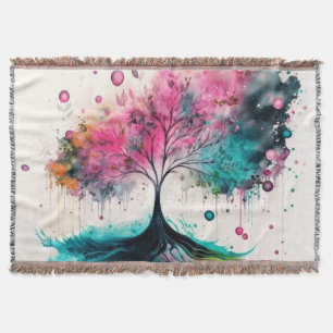 Moderner und kühne mystischer Baum (blau, rosa, or Decke