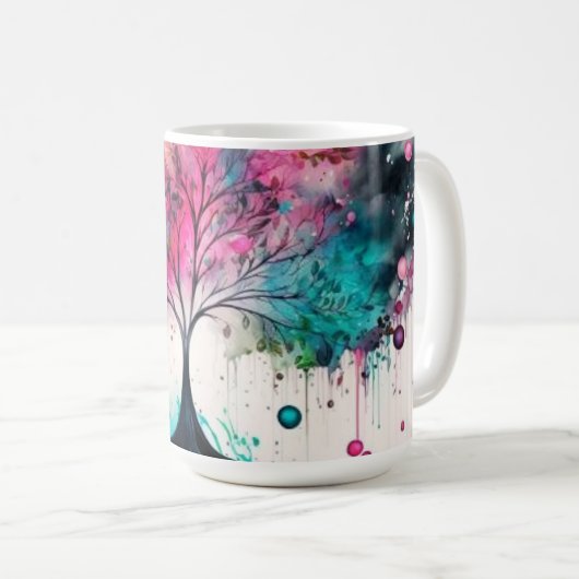 Moderner und kühne mystischer Baum (blau, rosa, or Kaffeetasse (VorderseiteRechts)