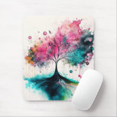 Moderner und kühne mystischer Baum (blau, rosa, or Mousepad (Mit Mouse)