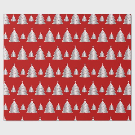 Moderner und lustiger Weihnachtsbaum in Rot und Si Geschenkpapier (Flach)