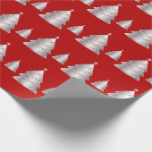 Moderner und lustiger Weihnachtsbaum in Rot und Si Geschenkpapier (Ecke)