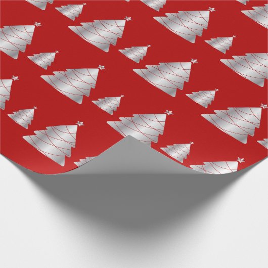 Moderner und lustiger Weihnachtsbaum in Rot und Si Geschenkpapier (Ecke)