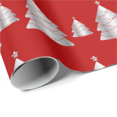 Moderner und lustiger Weihnachtsbaum in Rot und Si Geschenkpapier (Rolleneckpunkt)