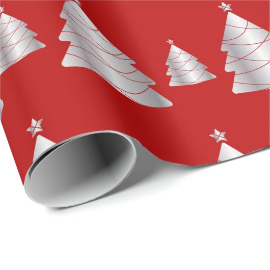 Moderner und lustiger Weihnachtsbaum in Rot und Si Geschenkpapier (Rolleneckpunkt)