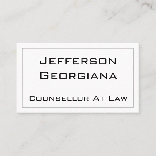 Moderner und minimaler Berater mit Juristenkarte Visitenkarte (Vorderseite)