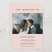 Moderner und minimaler Blush| Ein Foto Hochzeit Einladung (Vorne/Hinten)