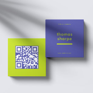 Moderner und minimaler QR Code Backer Quadratische Visitenkarte