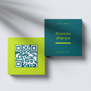 Moderner und minimaler QR Code Backer Quadratische Visitenkarte