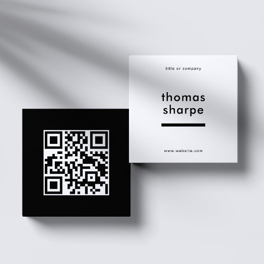 Moderner und minimaler QR Code Backer Quadratische Visitenkarte