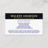 Moderner und minimaler Trendy Handyman Electrician Visitenkarte (Rückseite)