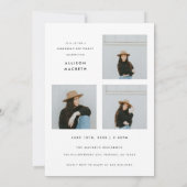 Moderner und minimalistischer Multi-Foto-Abschluss Einladung (Rückseite)