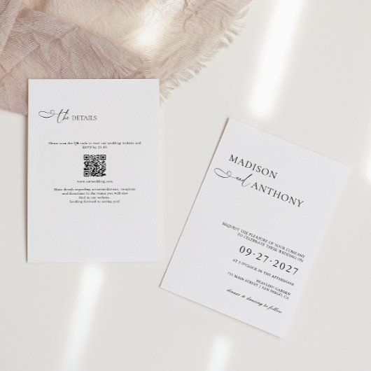 Moderner und Minimalistischer QR-Code in einer Hoc Einladung