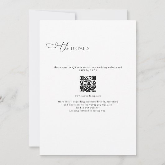 Moderner und Minimalistischer QR-Code in einer Hoc Einladung (Rückseite)