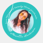 Moderner und Retro-Aquamariner Abschluss Runder Aufkleber (Vorderseite)