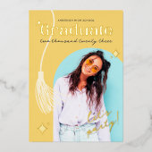 Moderner und Retro-Gelber Sparkon-Abschluss Folieneinladung (Vorderseite)